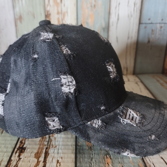C.C Washed Distressed Cotton Denim Hat Adjustable Baseball Cap - Picture 3 of 5